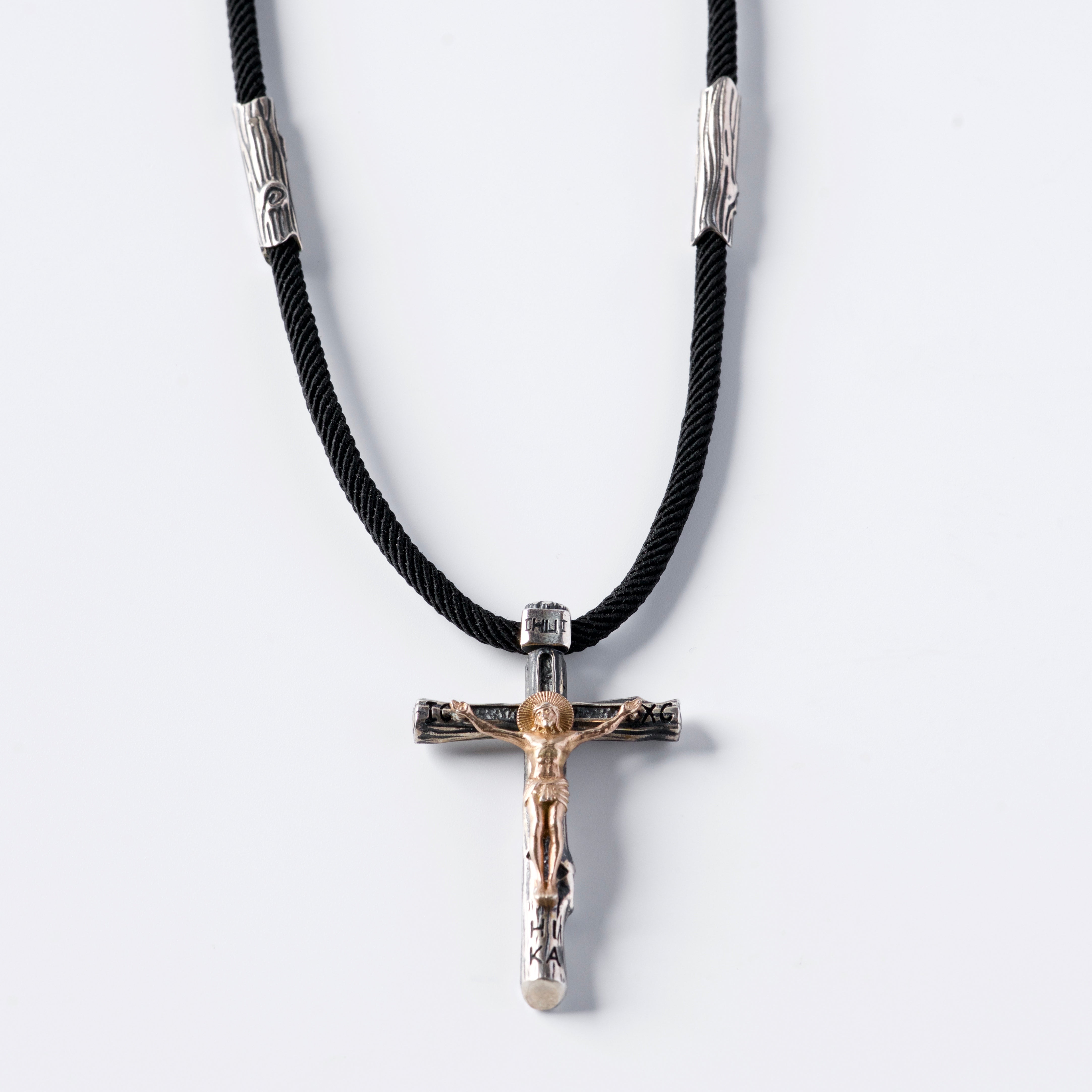 925 Sterling Silver Cross Necklace with Rose Gold Plated Jesus 