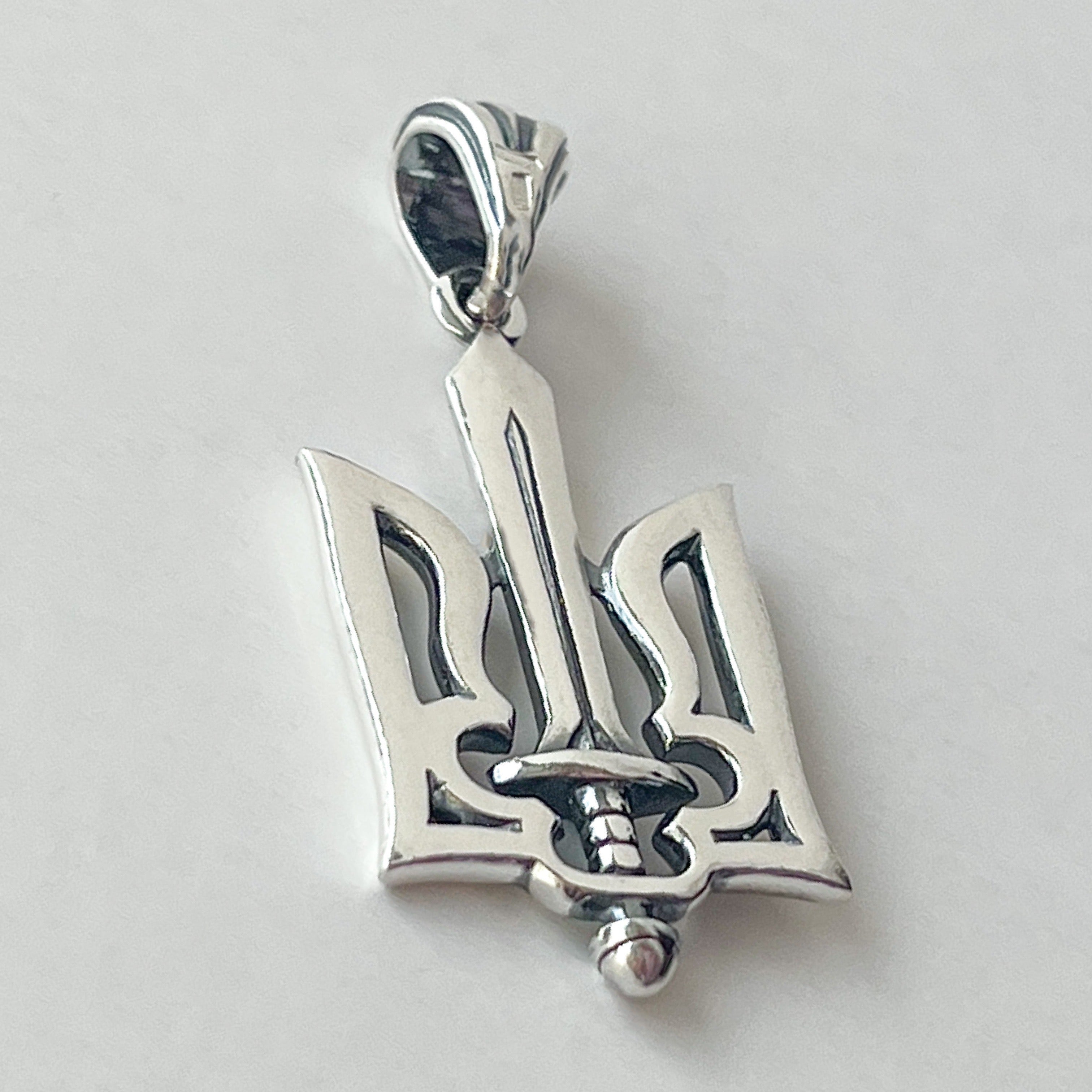 925 Sterling Silver Tryzub Pendant – SAPPHIRE