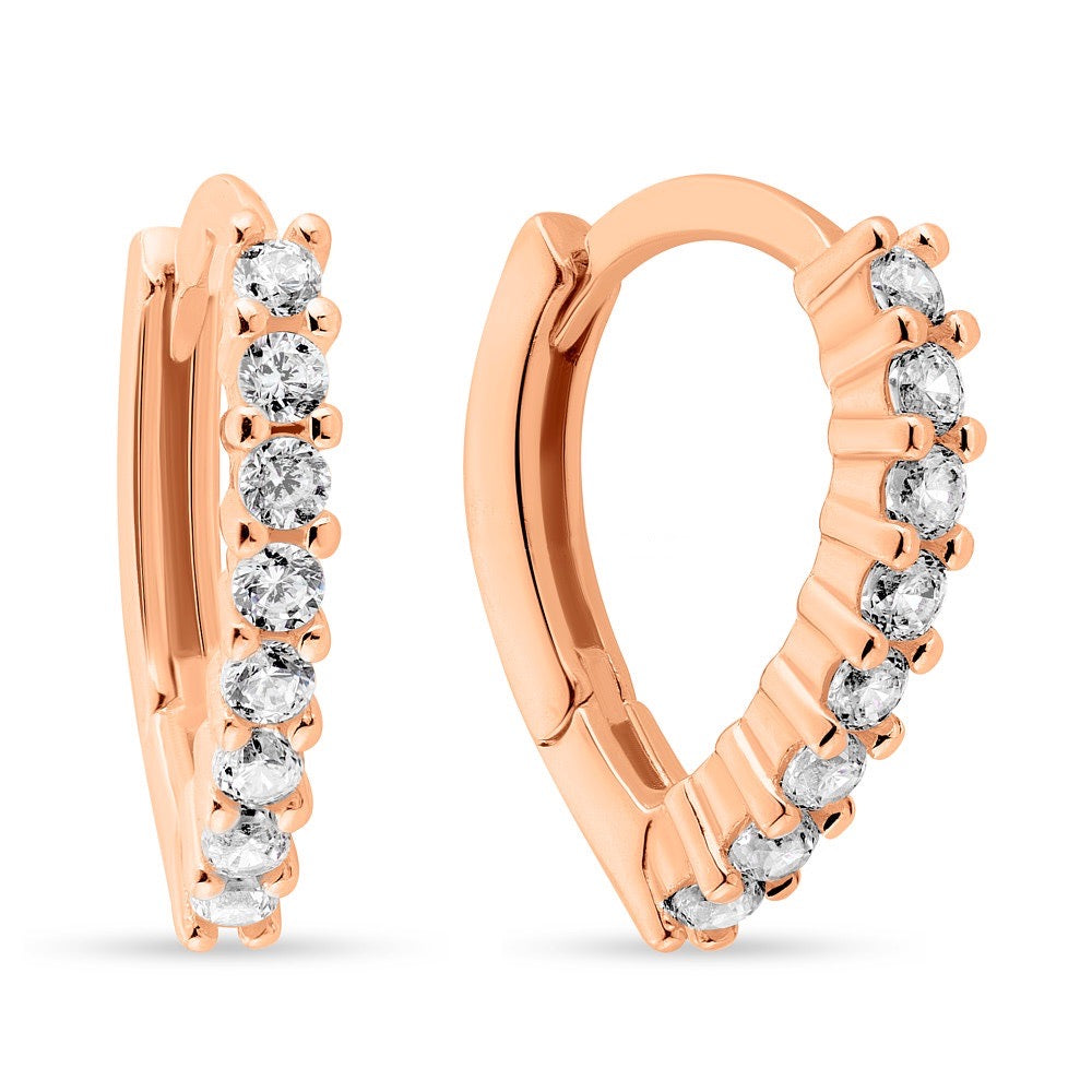 Hoop Earrings in 14K/585 Rose Gold with Cubic Zirconia – Sapphire
