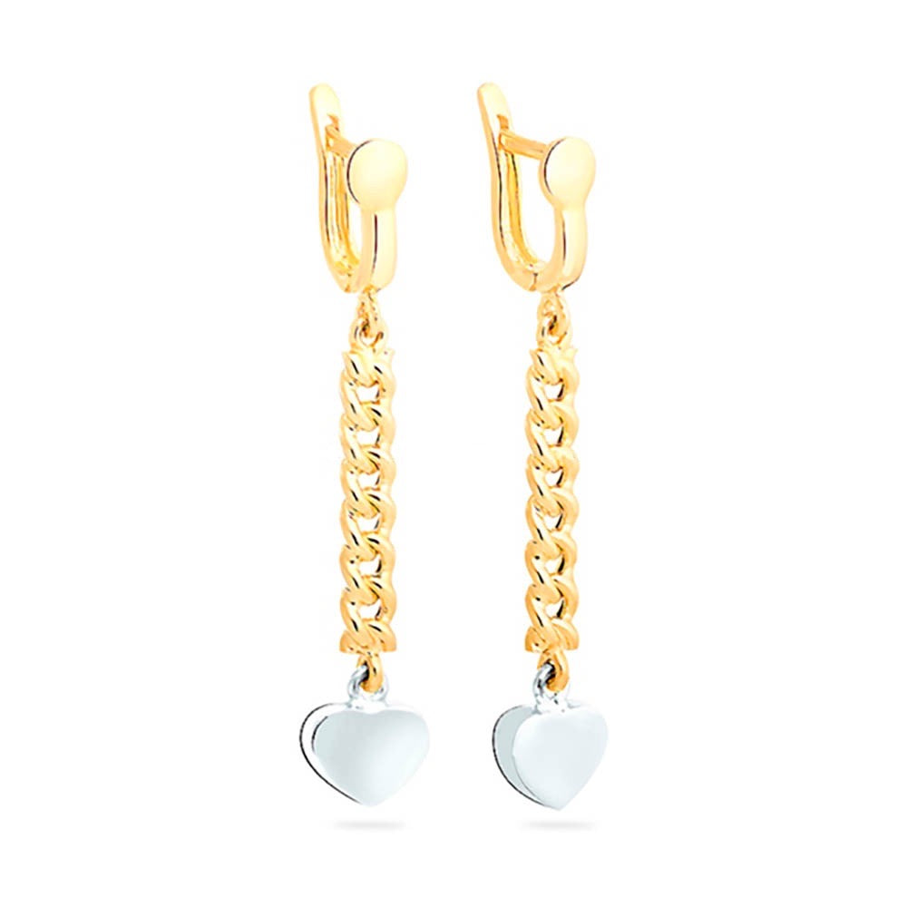 14k yellow and white gold heart drop newest earrings