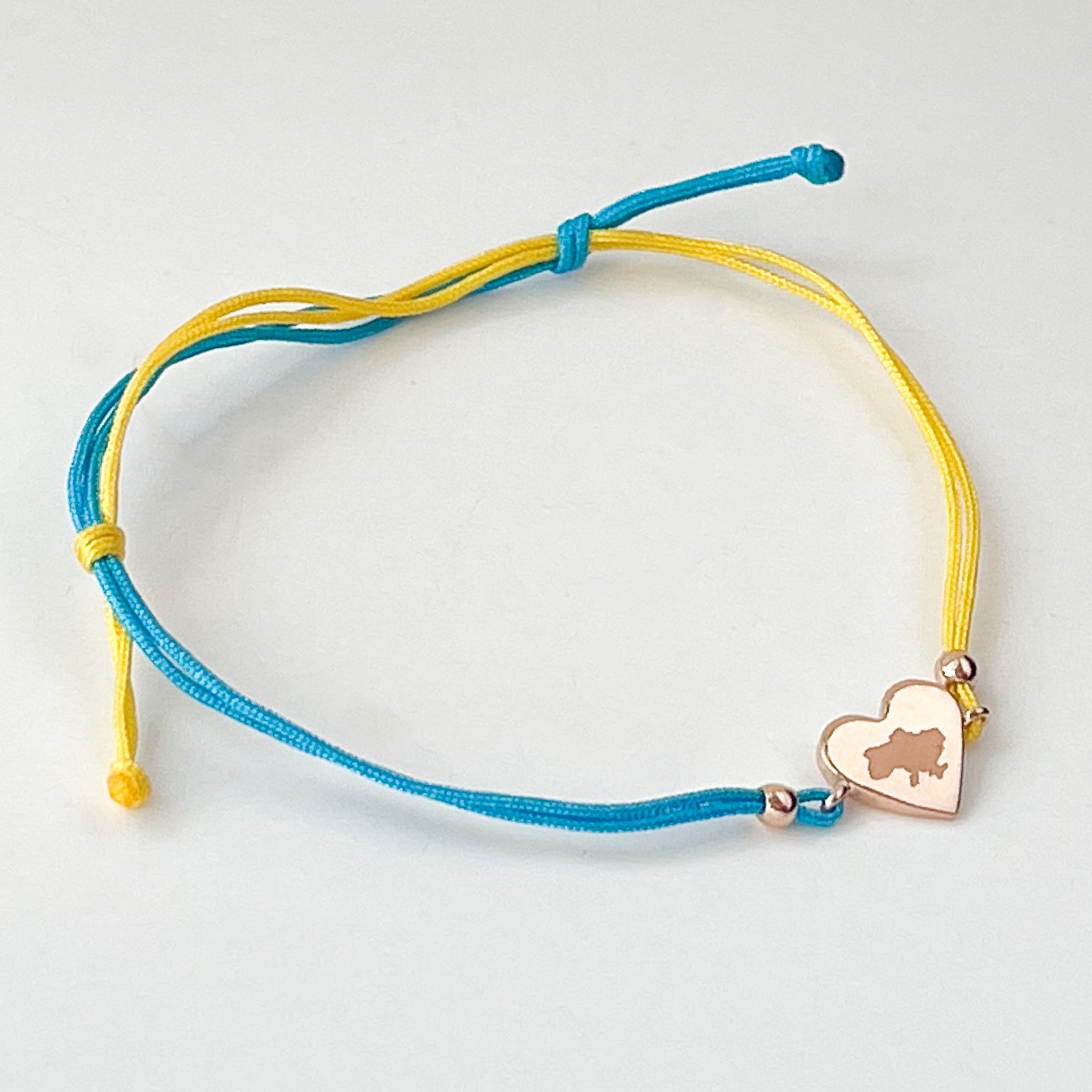 Blue and Yellow Bracelet “Ukraine in the Heart” in 14K Rose Gold