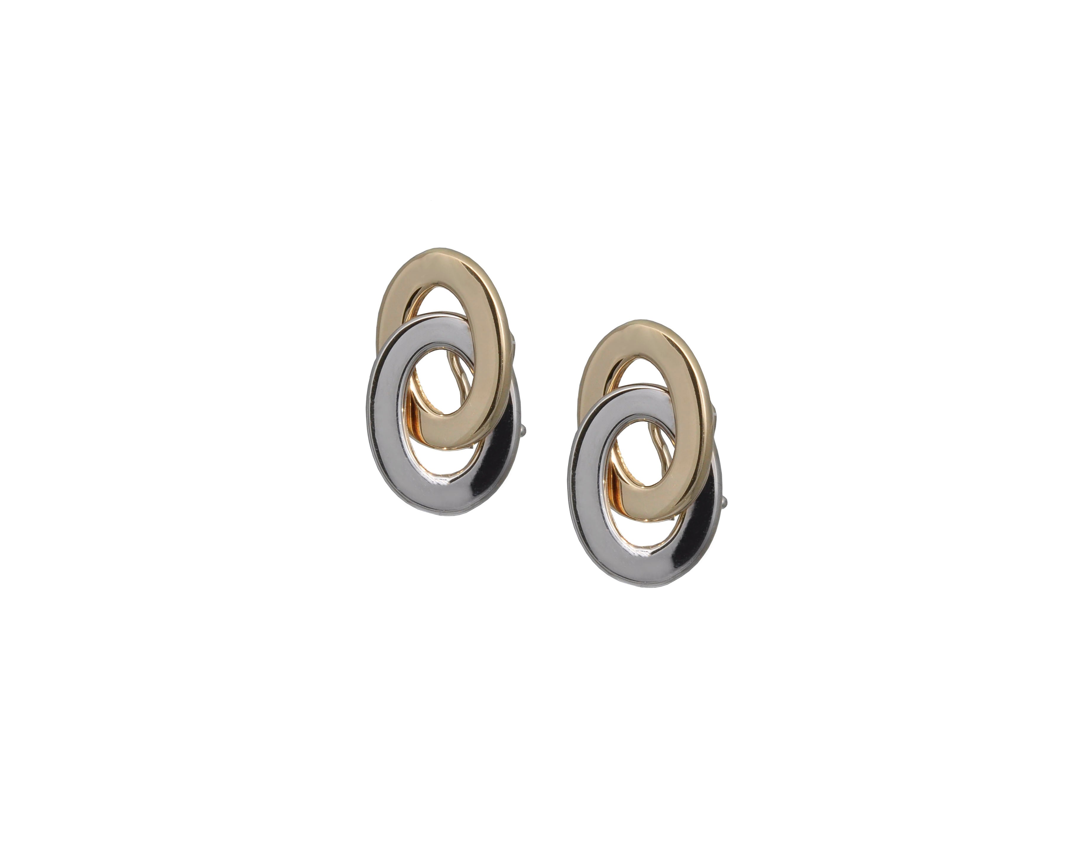 White & Yellow Gold Oval Earrings