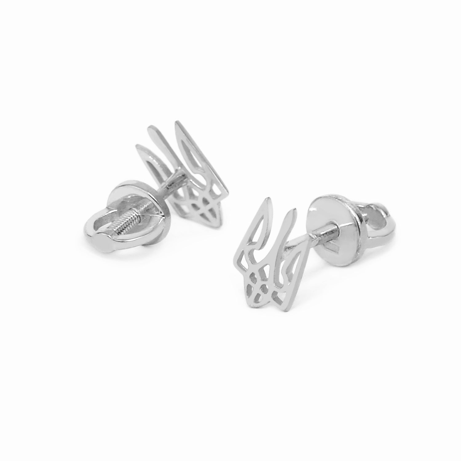 Sterling Silver Tryzub/ Trident Stud Earrings – Sapphire Jewellery