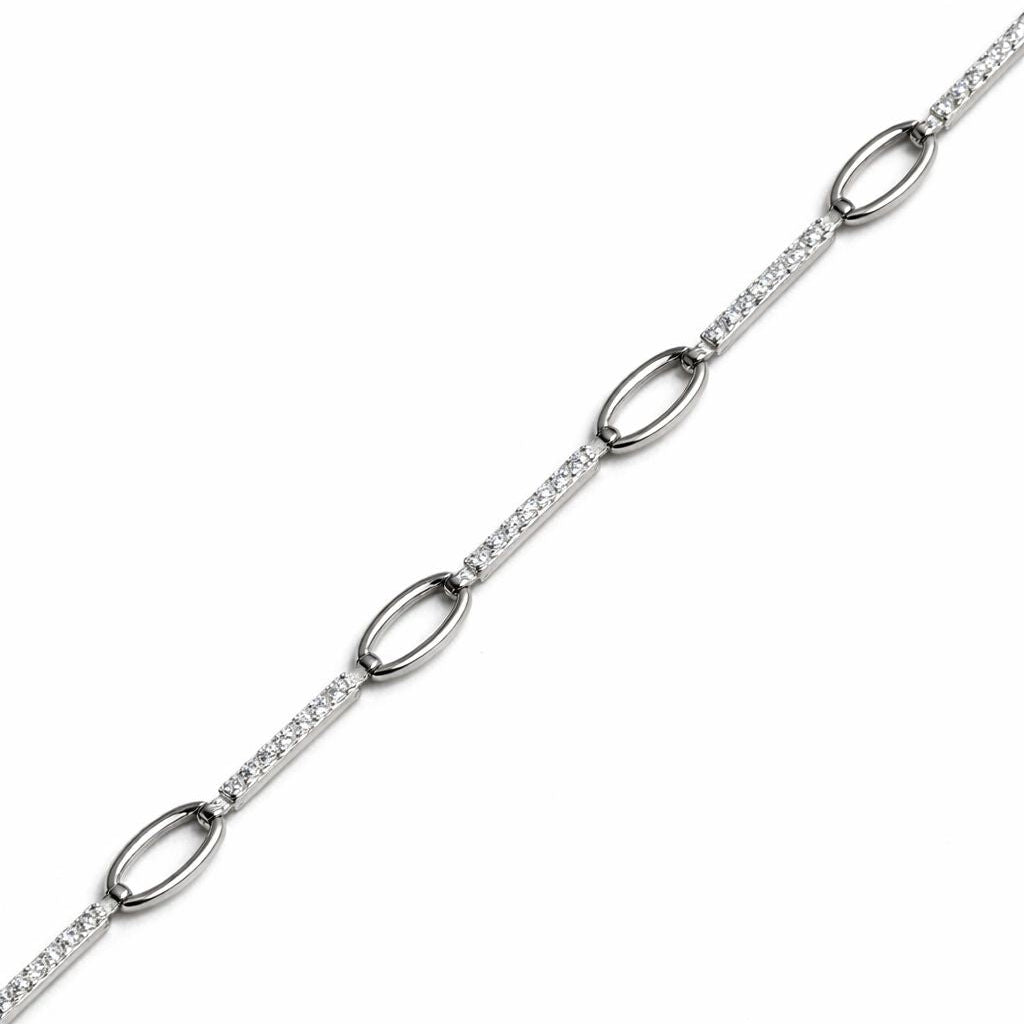 Silver chain bracelet on a white background