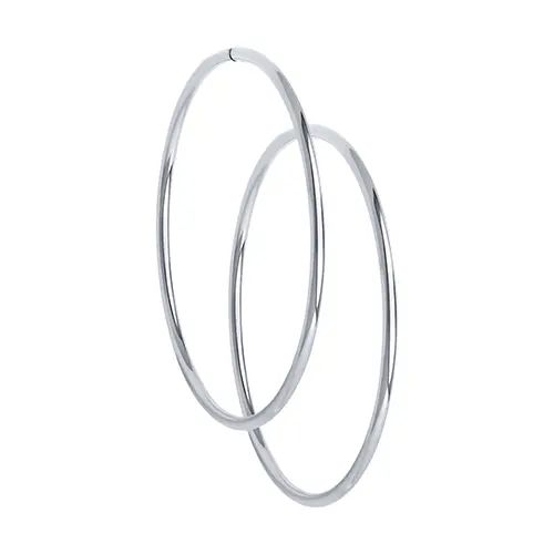 Pair of sterling silver hoop earrings on a white background