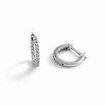 Sterling silver hoop earrings with cubic zirconia on a white background