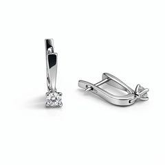 Sterling silver lever back earrings with cubic zirconia  on a white background