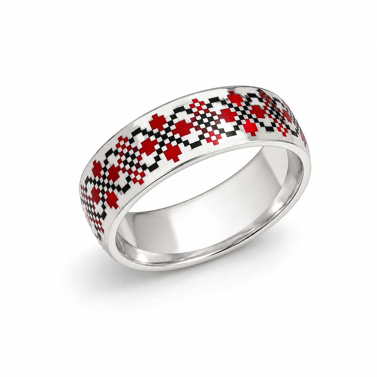 Handcrafted 925 Sterling Silver Vyshyvanka Ring with Enamel – SAPPHIRE