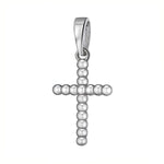 Silver cross pendant on a white background