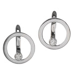 Lever back earrings in 14K white gold decorated with diamond-cut zirconium.