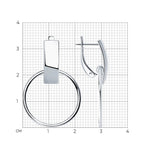 Measurements of Lever back circle drop  earrings in 14K white gold: height 3.5 cm, width 2.2 cm