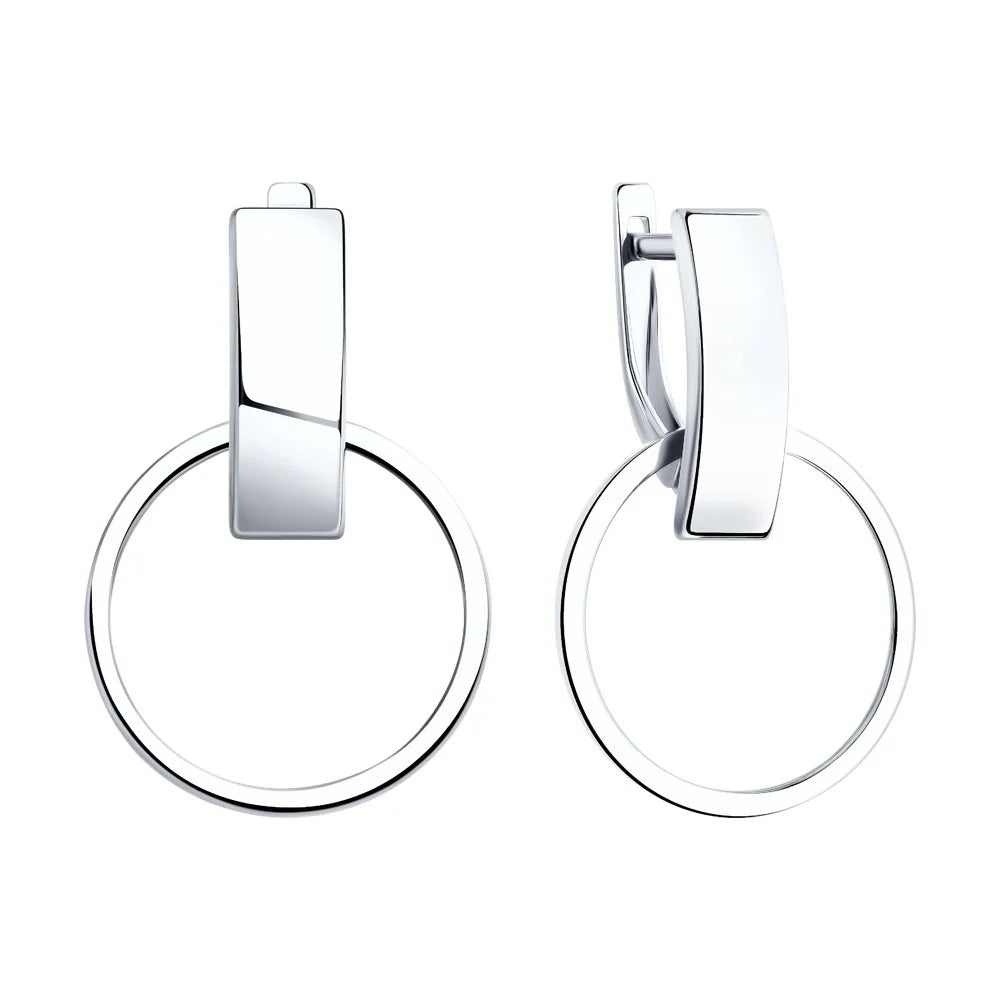 Lever back circle drop  earrings in 14K white gold.
